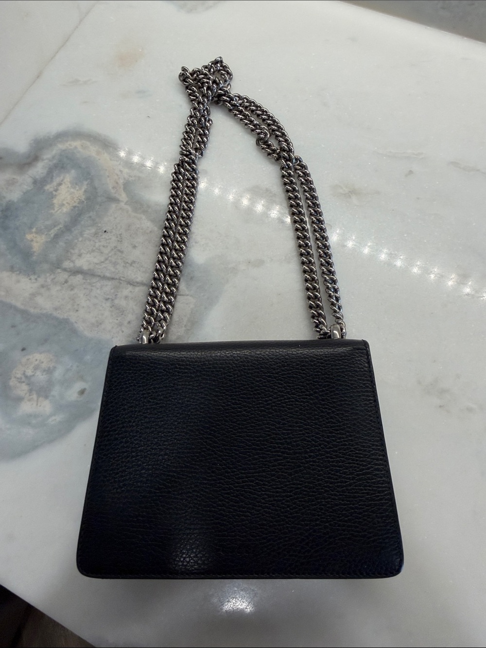 Gucci Black Leather Crossbody with Silver Double Chain and Serpent Hardware - Picture 2 of 3
